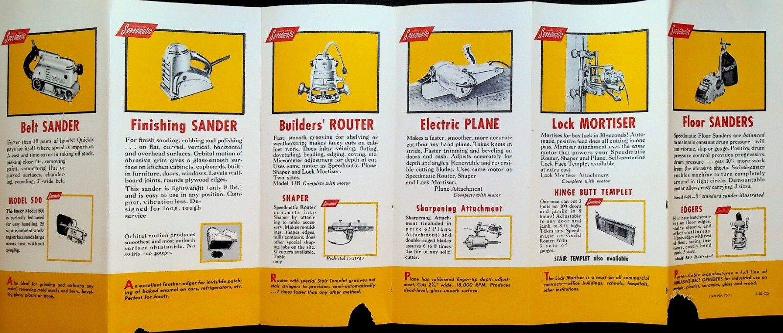 Porter Cable Speedmatic Guild Portable Electric Tools Brochure 1950 Saw Sander