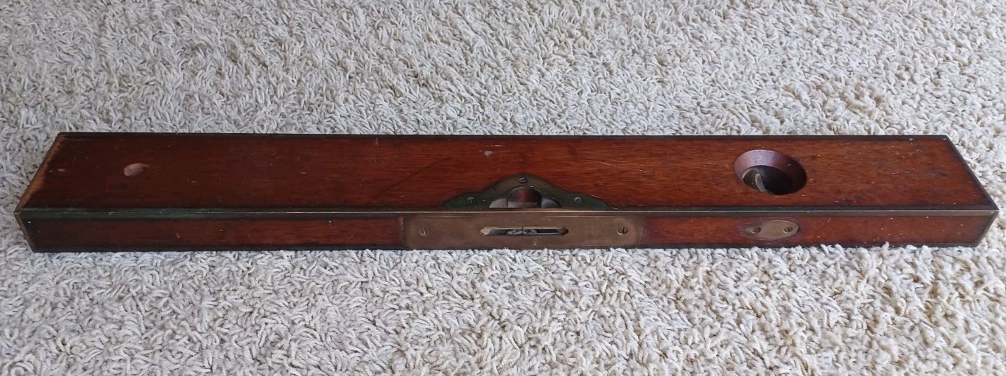 Stratton Bros. No. 1 Brass Bound Rosewood Level 24″ circa 1888, PLUS 2 Stanleys!