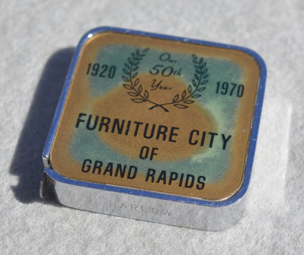 Vtg 1970 Barlow tape measure 50th Year FURNITURE CITY of GRAND RAPIDS MINTY $13