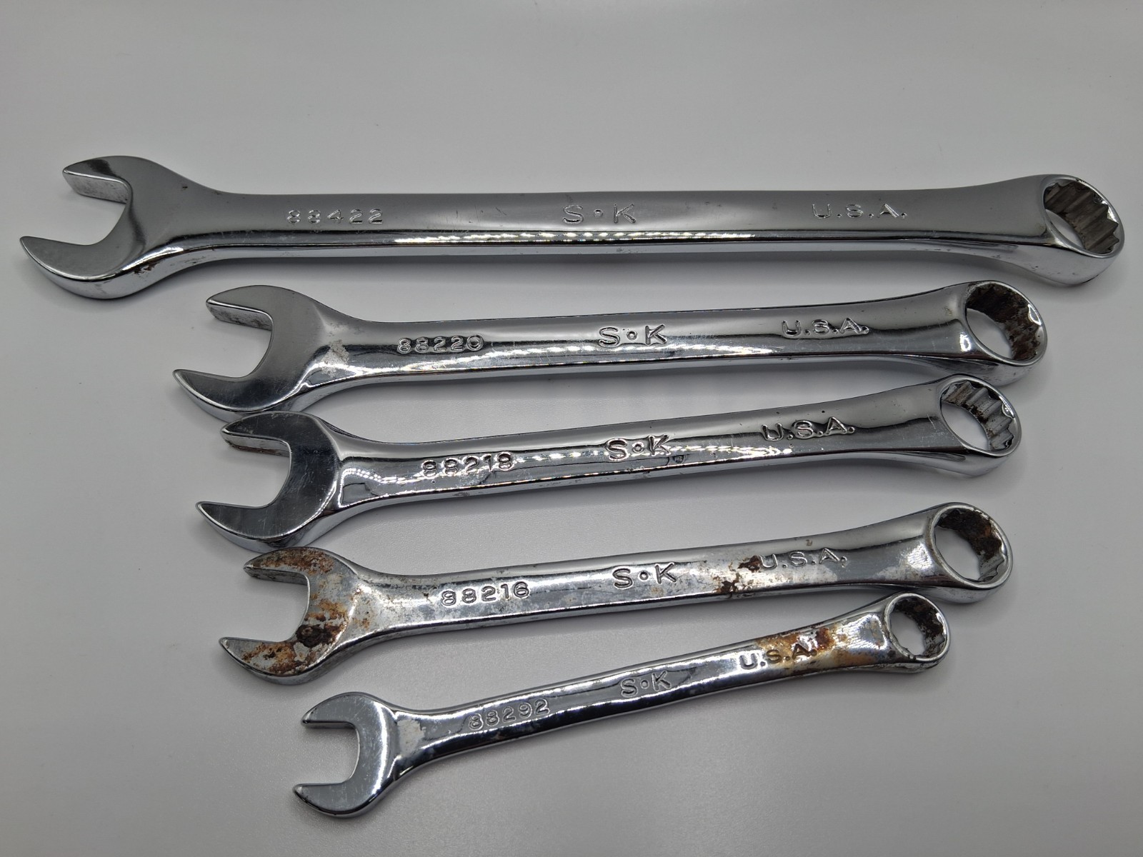 S-K Tools USA made Combination Wrenches SAE Lot Of 5 Needs Some Help