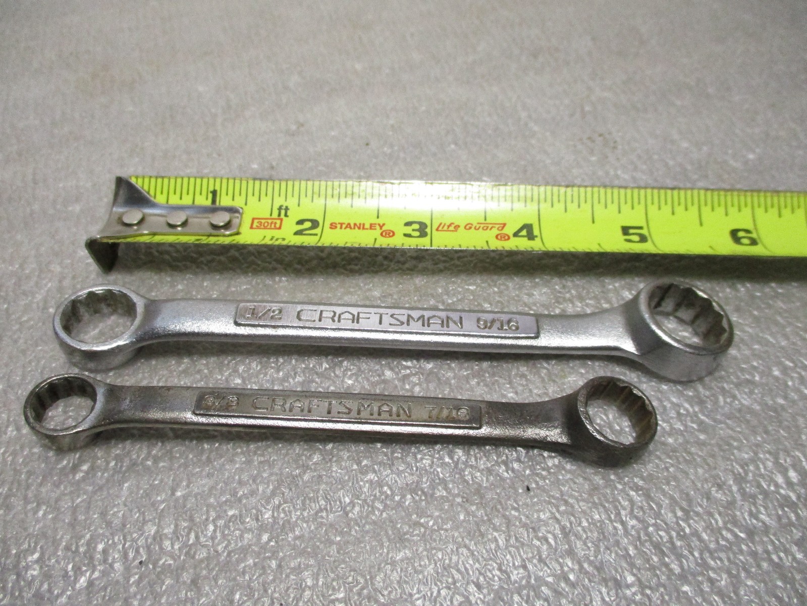 Vtg Pair Craftsman -V- 1/2 X 9/16 & 3/8 x 7/16 Stubby Double Box Wrenches 12 Pt