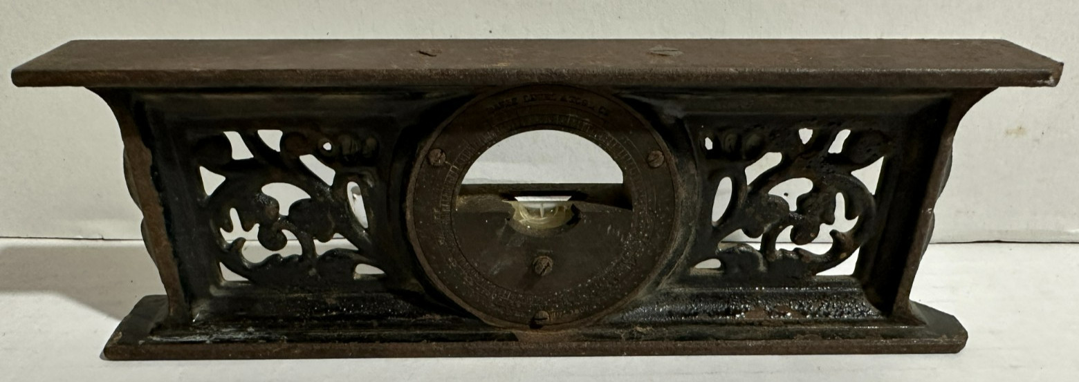 Antique Davis Level & Tool Co. Ornate Cast Iron Frame 7″ Level Pat. 1867