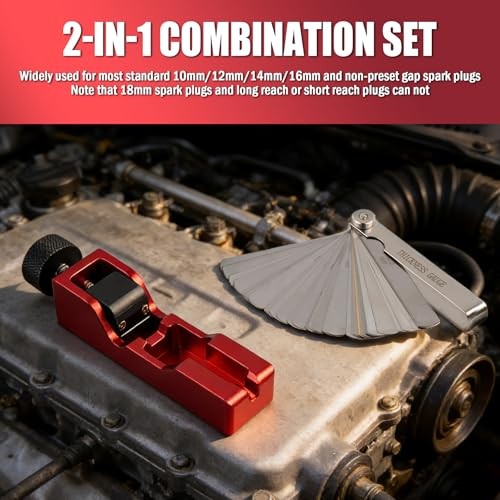 Spark Plug Gap Tool 2-in-1 Set with 32PCS Feeler Gauge,Spark Plug Gapping Tool