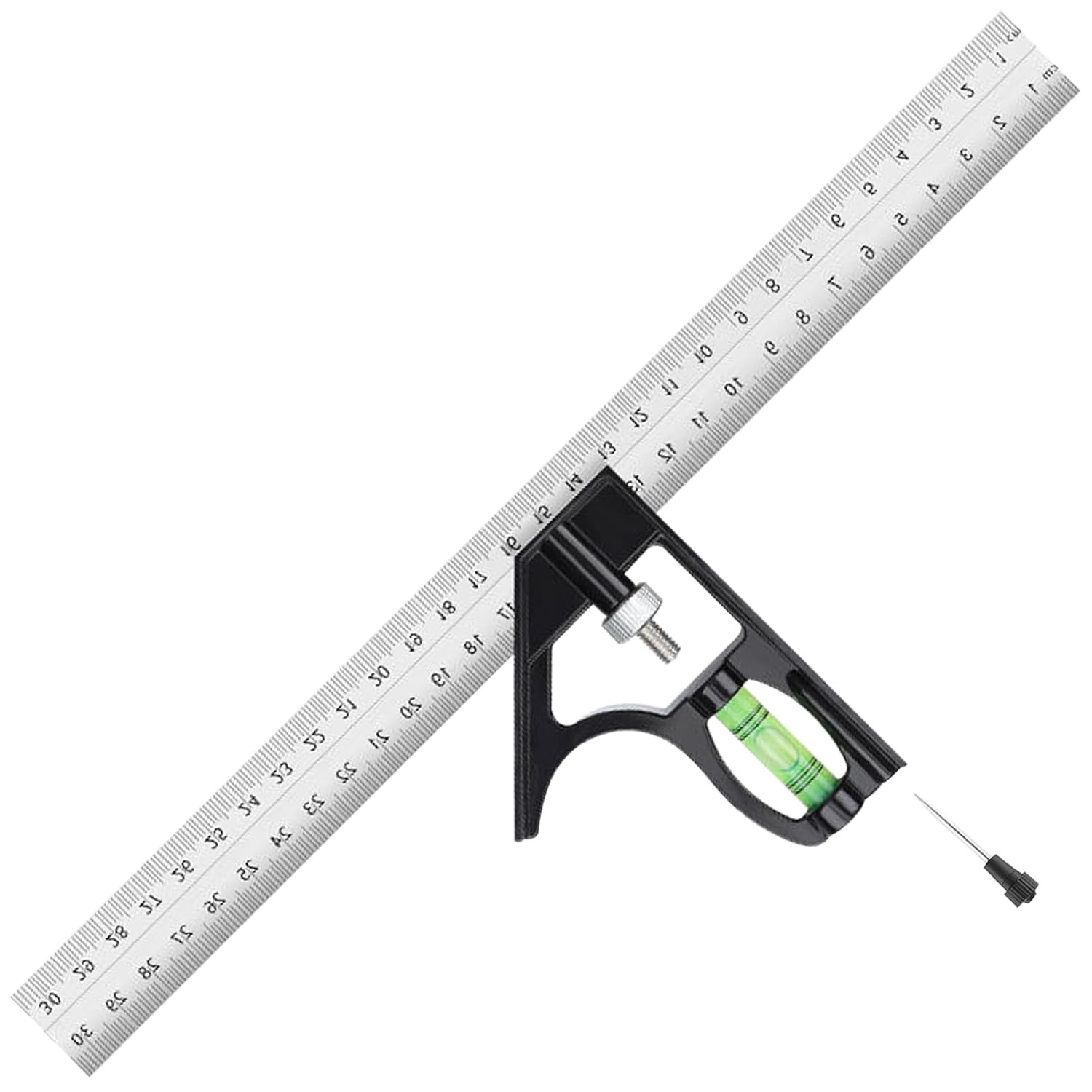 12″ Metric Combination Square Ruler for Electricians and Carpenters silver