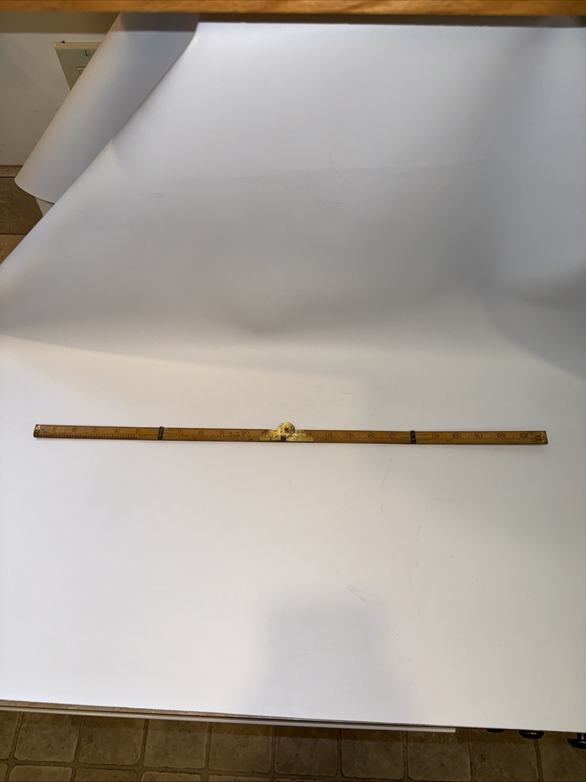 VINTAGE RABONE Boxwood & Brass Folding 24 Inch Pocket Ruler No 2550, England