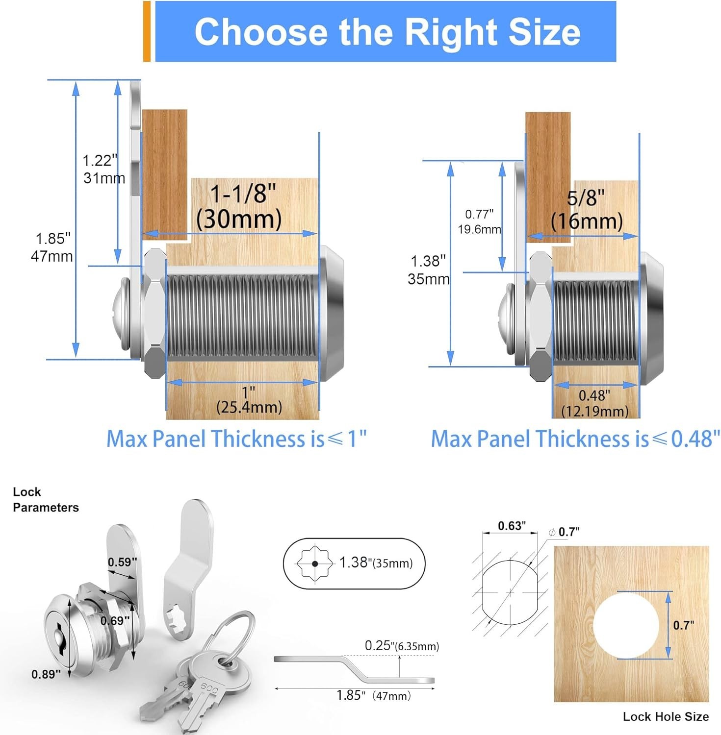 Zinc Alloy 5/8 Inch Cam Lock – Keyed Alike Design for Easy Access and Security