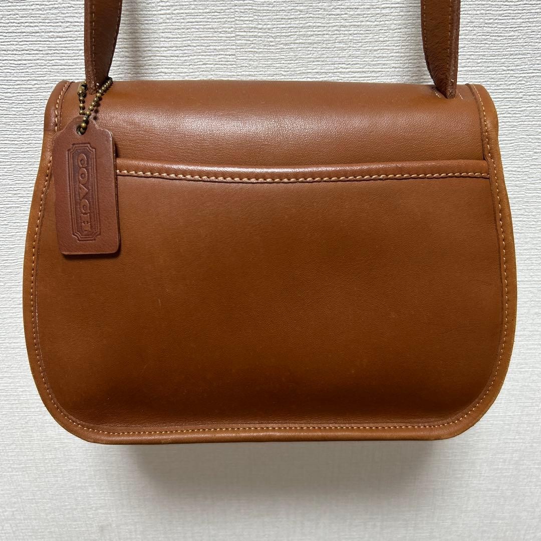COACH Leather Shoulder Bag Brown Adjustable Strap Used