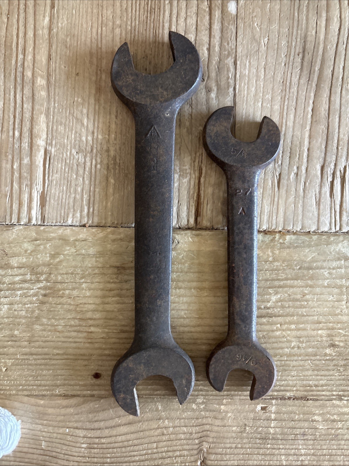 Vintage Forged Open End Wrench Lot of 2 Unmarked Mechanic Farm Shop Tools