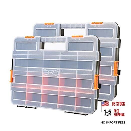 Tool Box Organizers, Interlocking Black Small Parts Organizer for Fasteners,