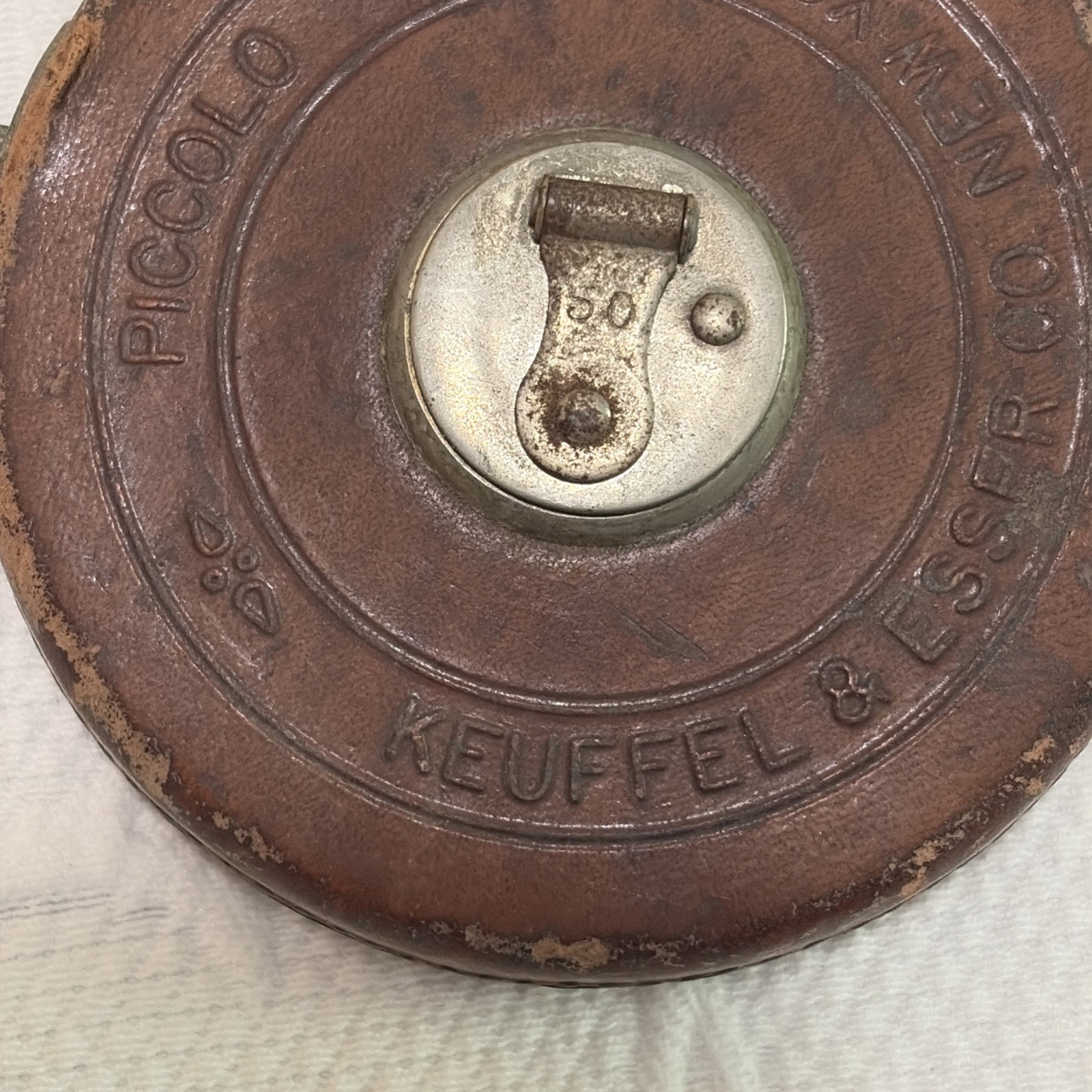 VINTAGE KEUFFEL & ESSER CO. NY “The Piccolo” LEATHER Bound TAPE MEASURE 50 Feet