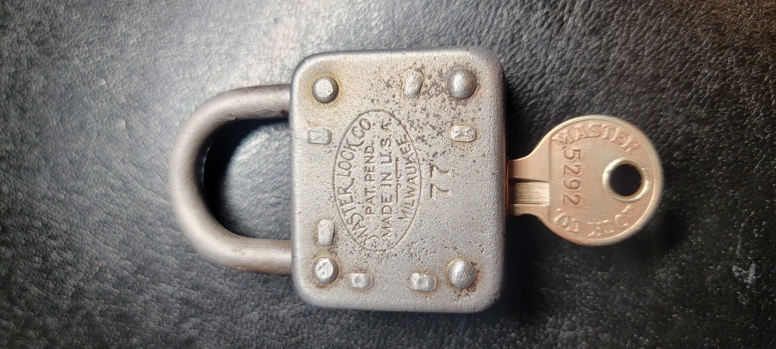 Vintage Master padlock full lion figure #77 with key