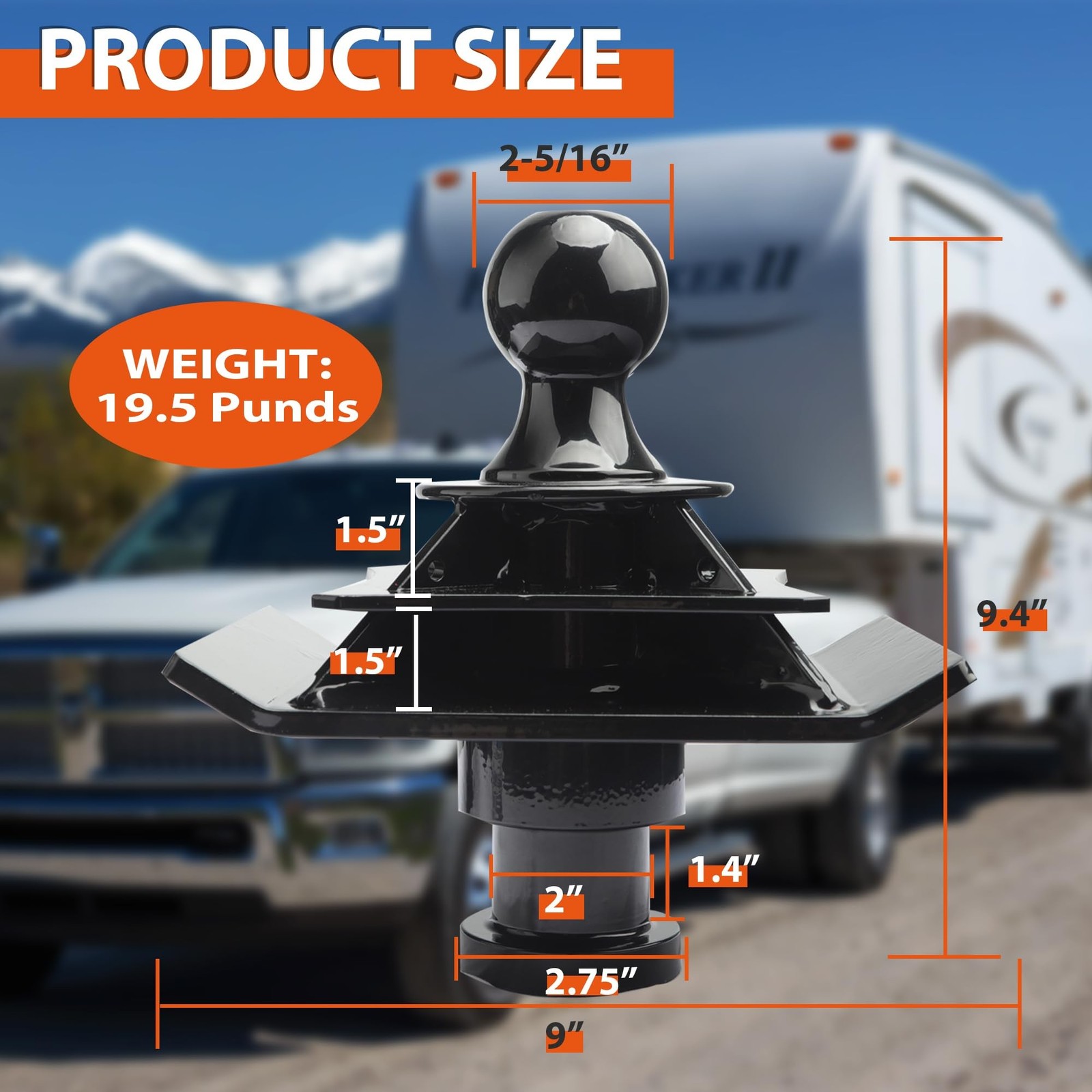 30K Lbs 5th Wheel to Gooseneck Ball Adapter | 2″ Kingpin, Fits Pickup 5th Whe…
