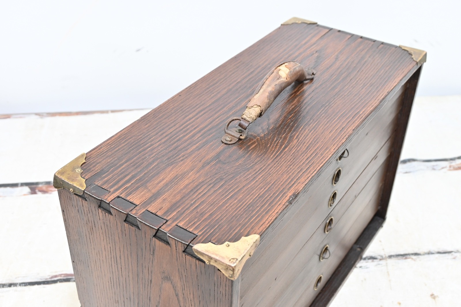 Antique Pilliod? Oak Wood Machinist Box 6 Drawer Tool Box Machinist Chest