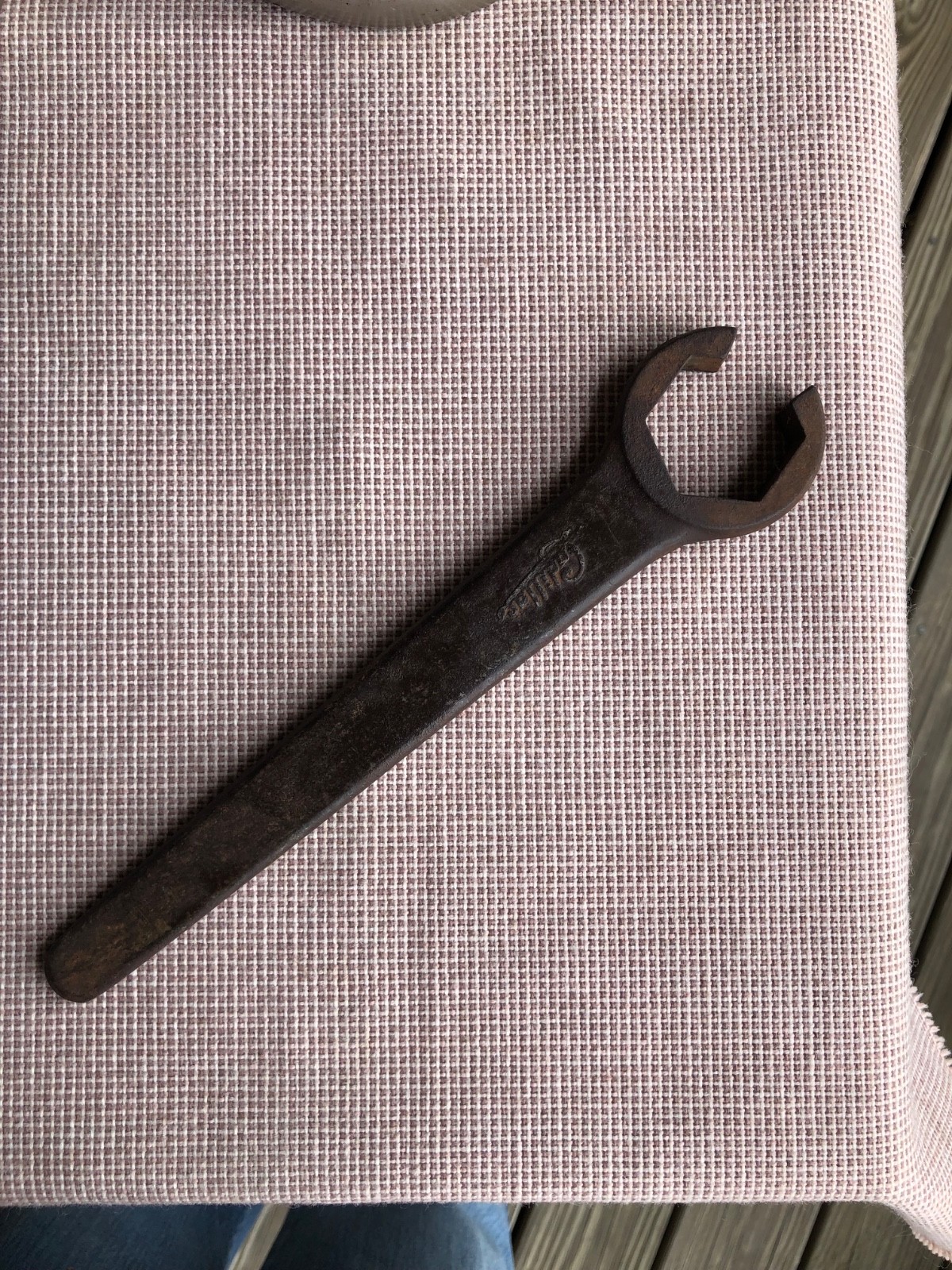 RARE EARLY SCRIPT Cadillac 1.5” Open End 9.75” long Wrench 1900S – 1920S # 3496