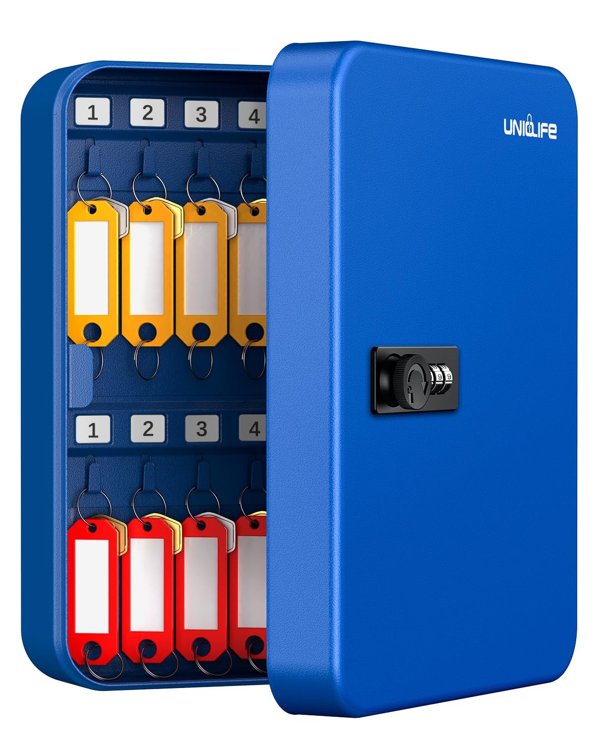 Uniclife 28 Keys Steel Key Cabinet with Resettable Code Blue 28 Keys,