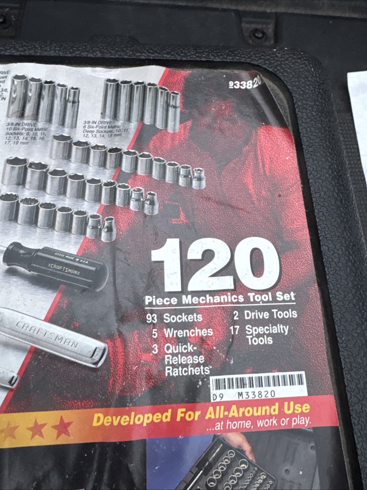 Rare Sears Craftsman USA 120pc Mechanics Tool Set Socket Ratchet 33820 Light Use