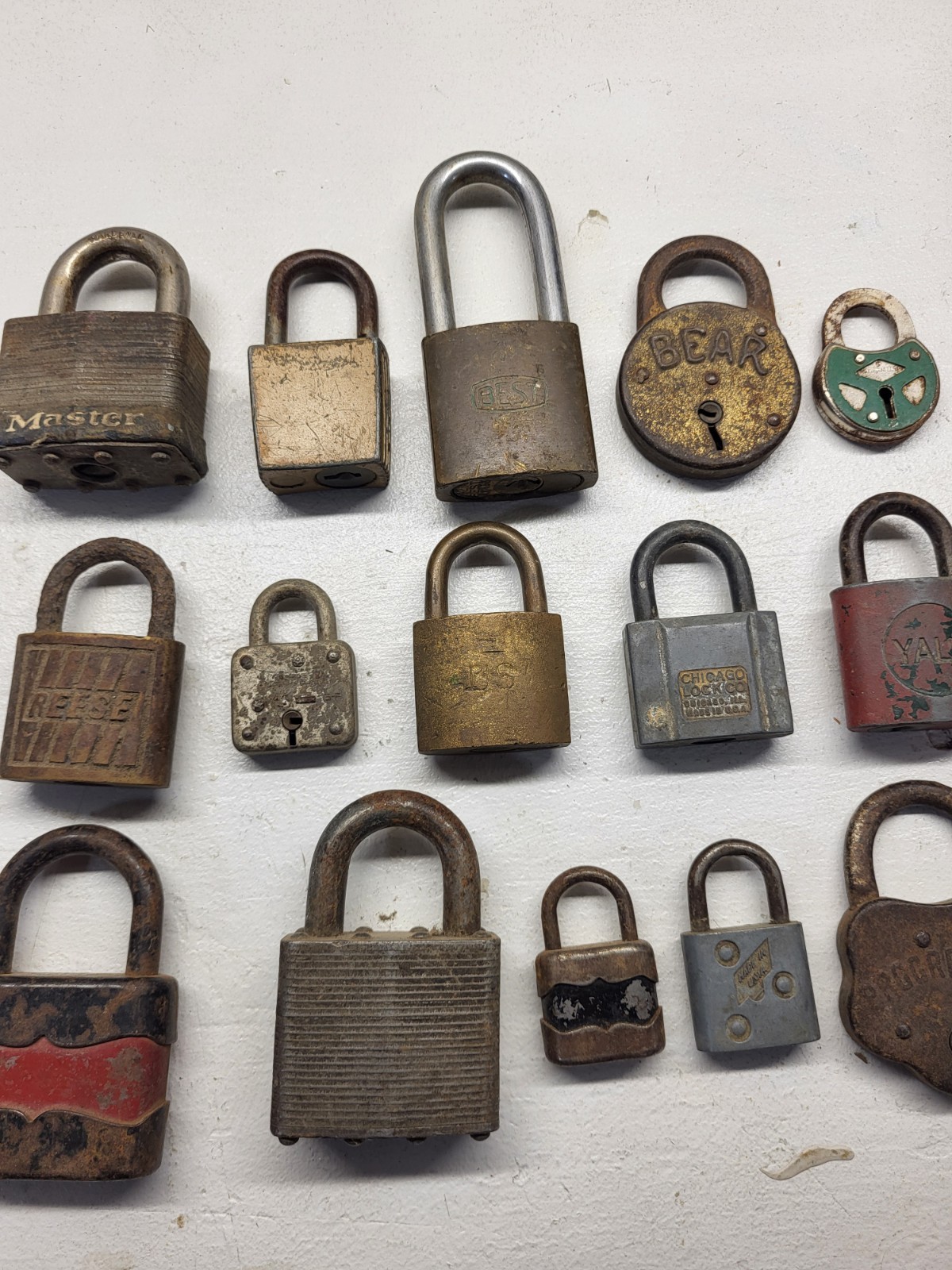 Vintage Padlock Lot of 12 Mixed Brands Master Yale Bear Chicago Lock Co.