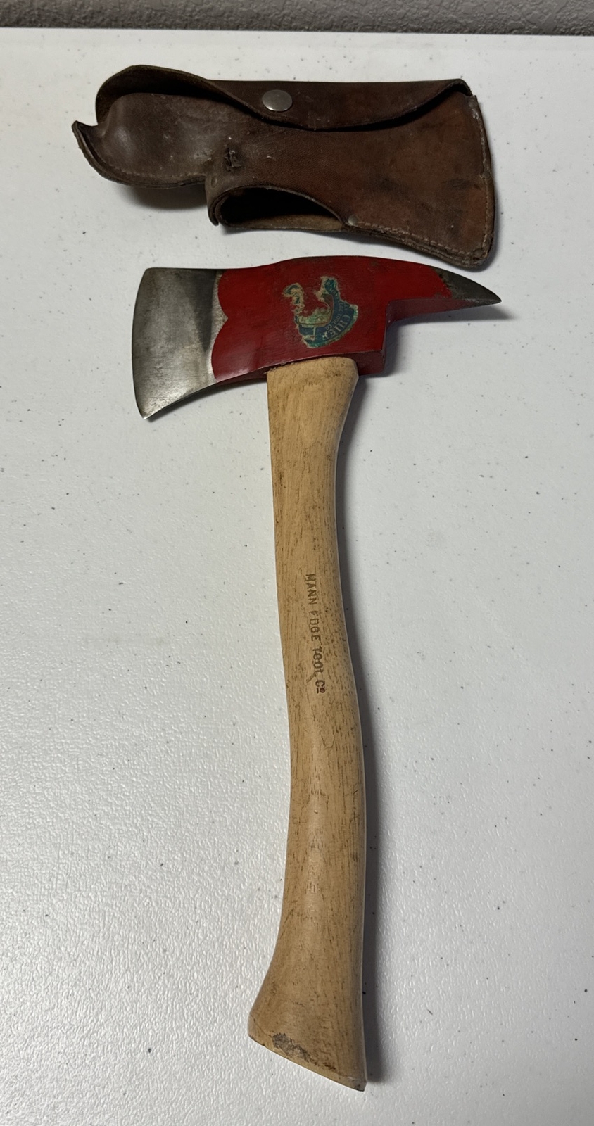 MANN Mini Fire Chief 1 1/2 lb Indian Chief Fire Axe Belt Hatchet & Leather Cover
