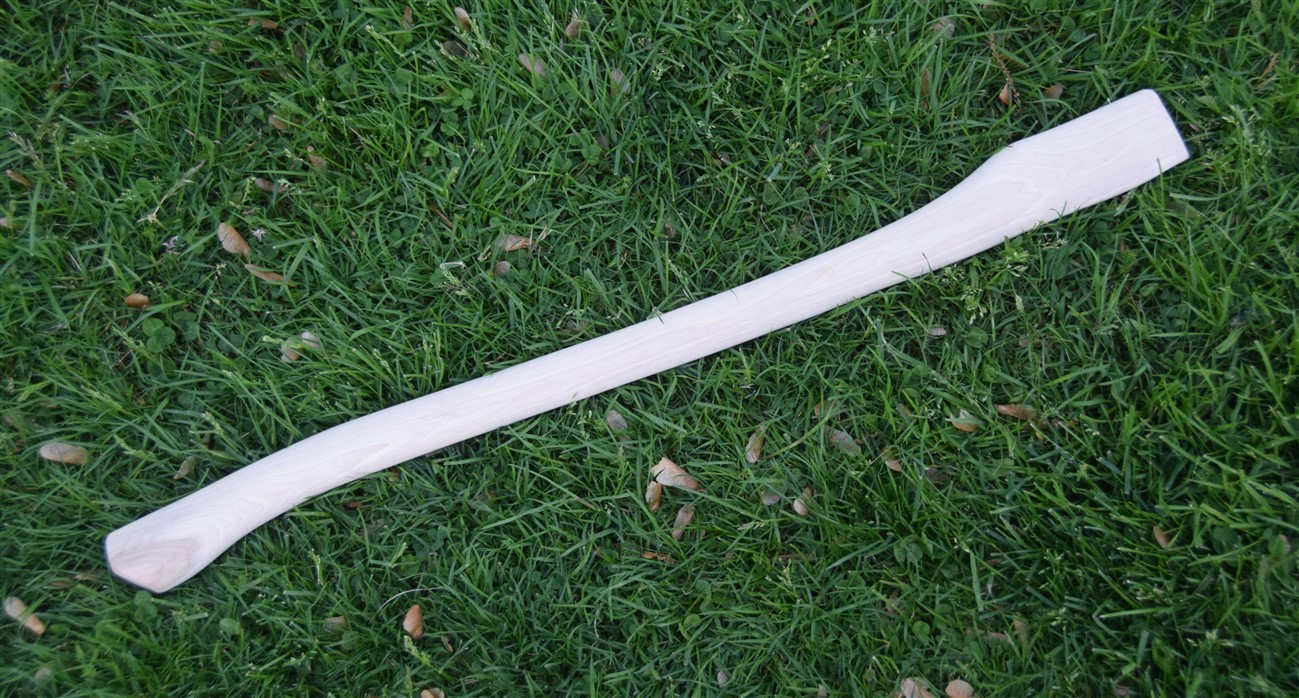 BLEMISHED Hickory 28″ Single Bit Boys Bent AXE HANDLE ~ UNFINISHED ~ Amish Made