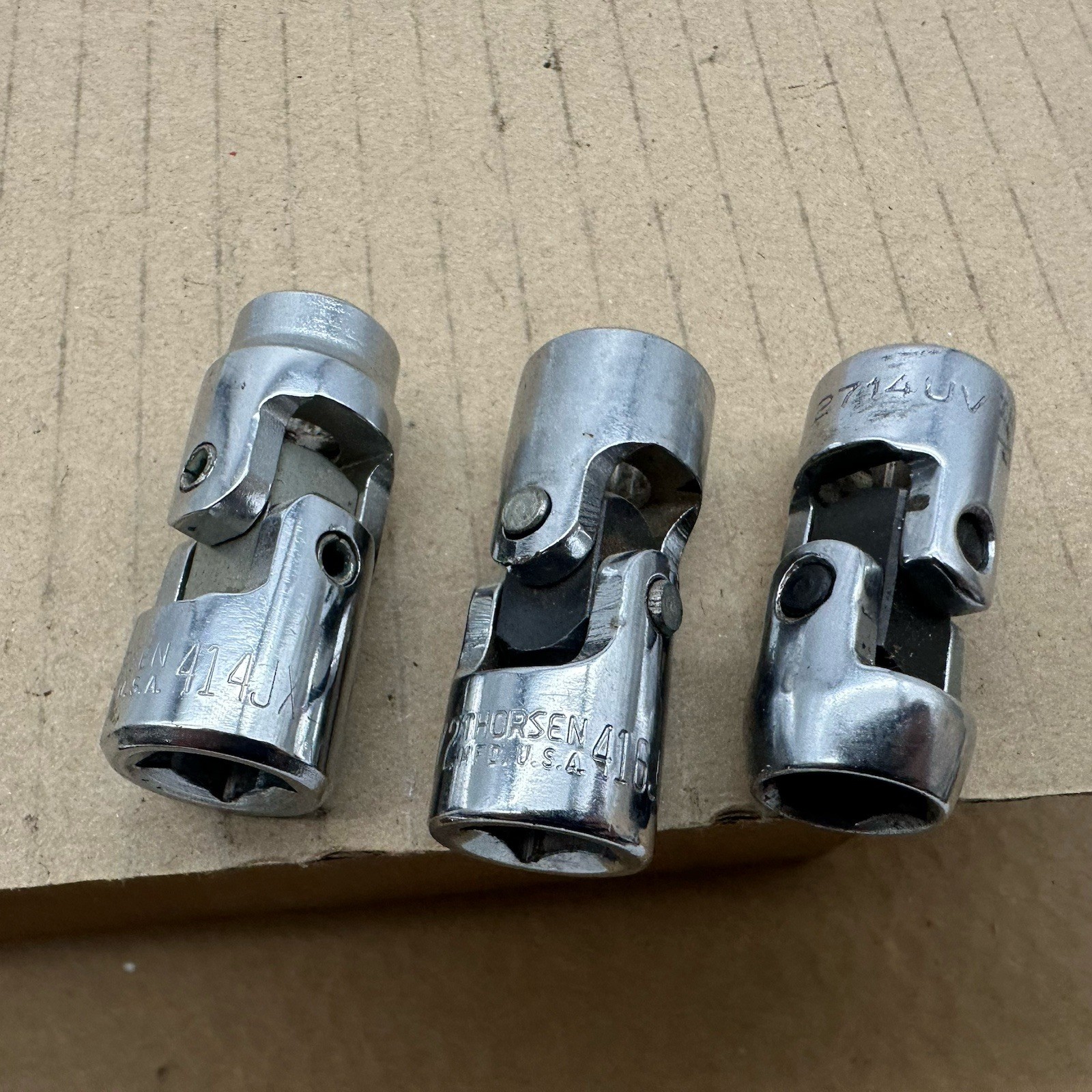 Vintage Lot 3 Thorsen Indestro 3/8″ Drive Universal Joint Swivel Socket USA