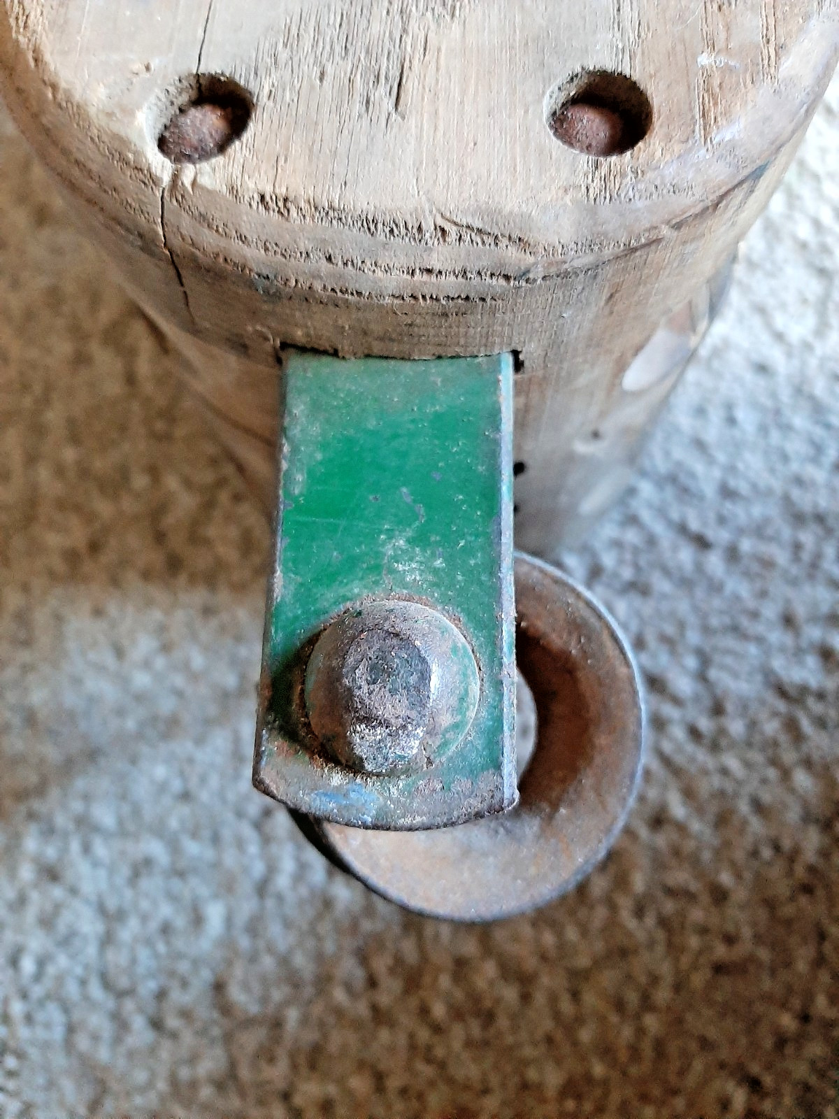 Antique Wood Double Pulley Block Tackle Rope Barn Farm Rustic w/Orig Green Paint