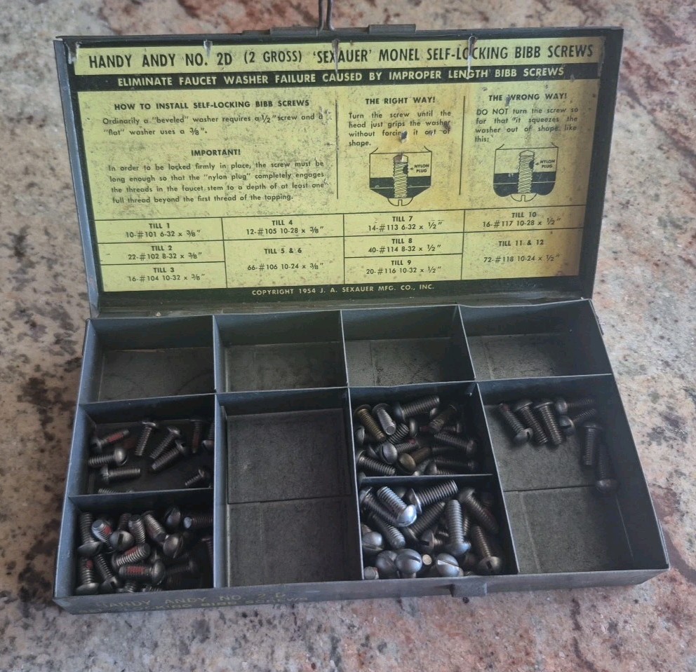 Vintage J. A. Sexauer HANDY ANDY No. 2 Bibb Screw Assortment