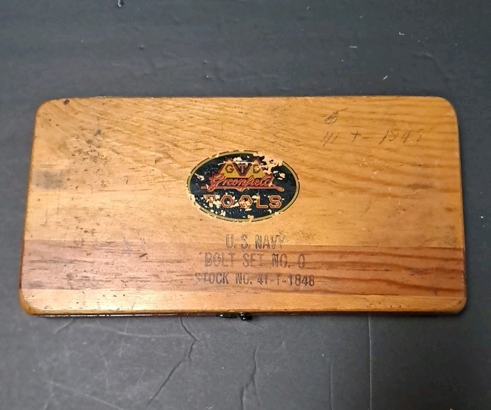 GTD Greenfield Tap & Die Bolt Set No. 0 U.S. Navy Machinist Hand Tools Shop Case
