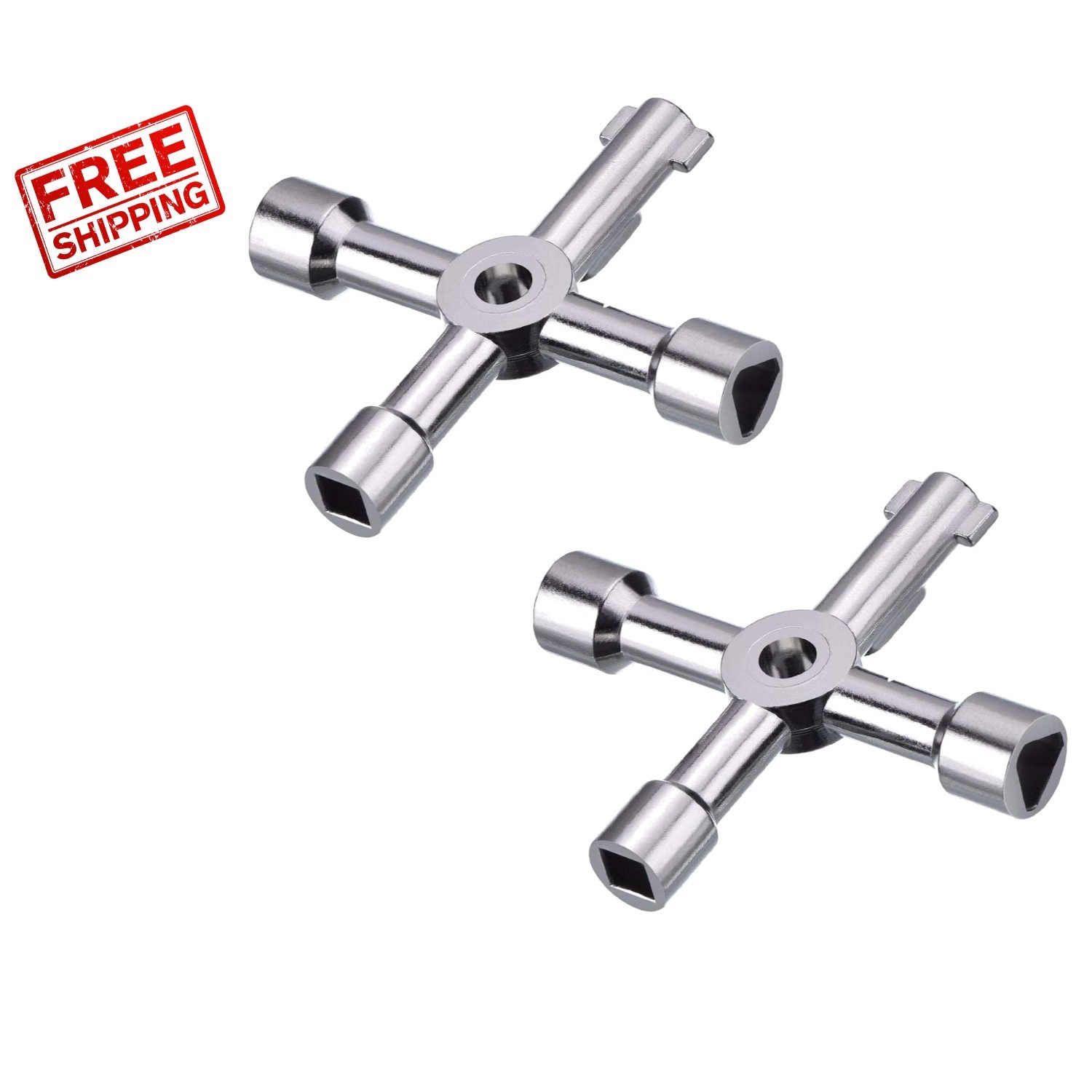 Silver 4-Way Keys Set: 2 Pack for Electric and Utility Meters – Reliable Access