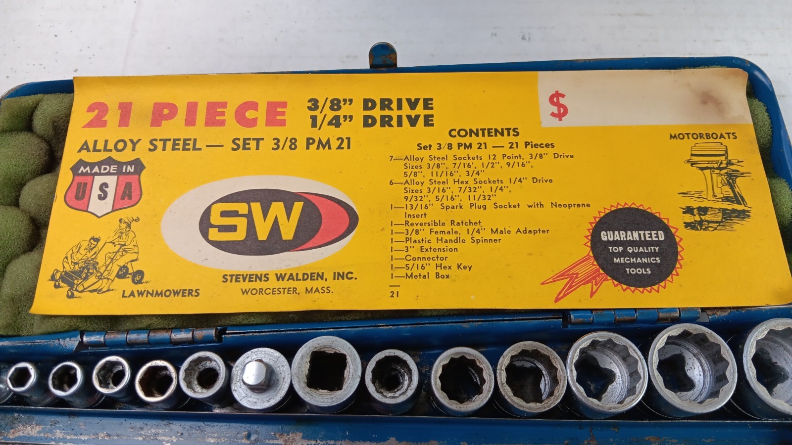 Vintage Steven Walden 4051 Ratchet Socket Set 3/8″ & 1/4″ Drive