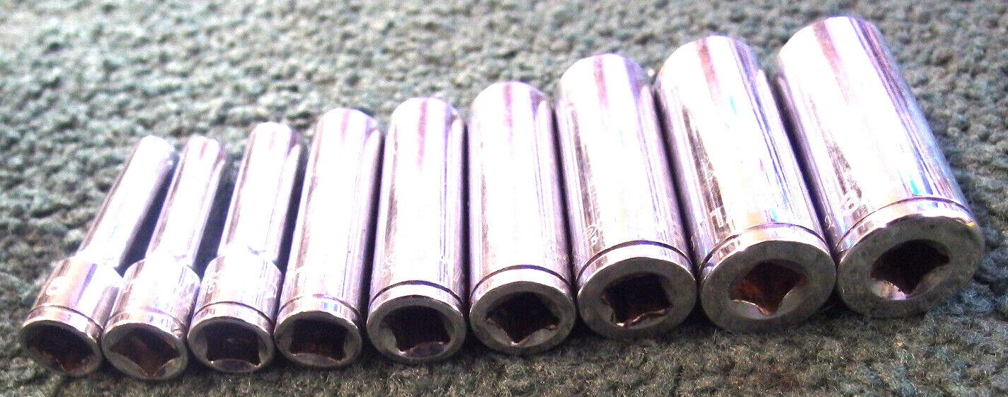 9 lot,pc,TEKTON Socket Set 3/8″ Drive extra Deep 12-Point SAE tool