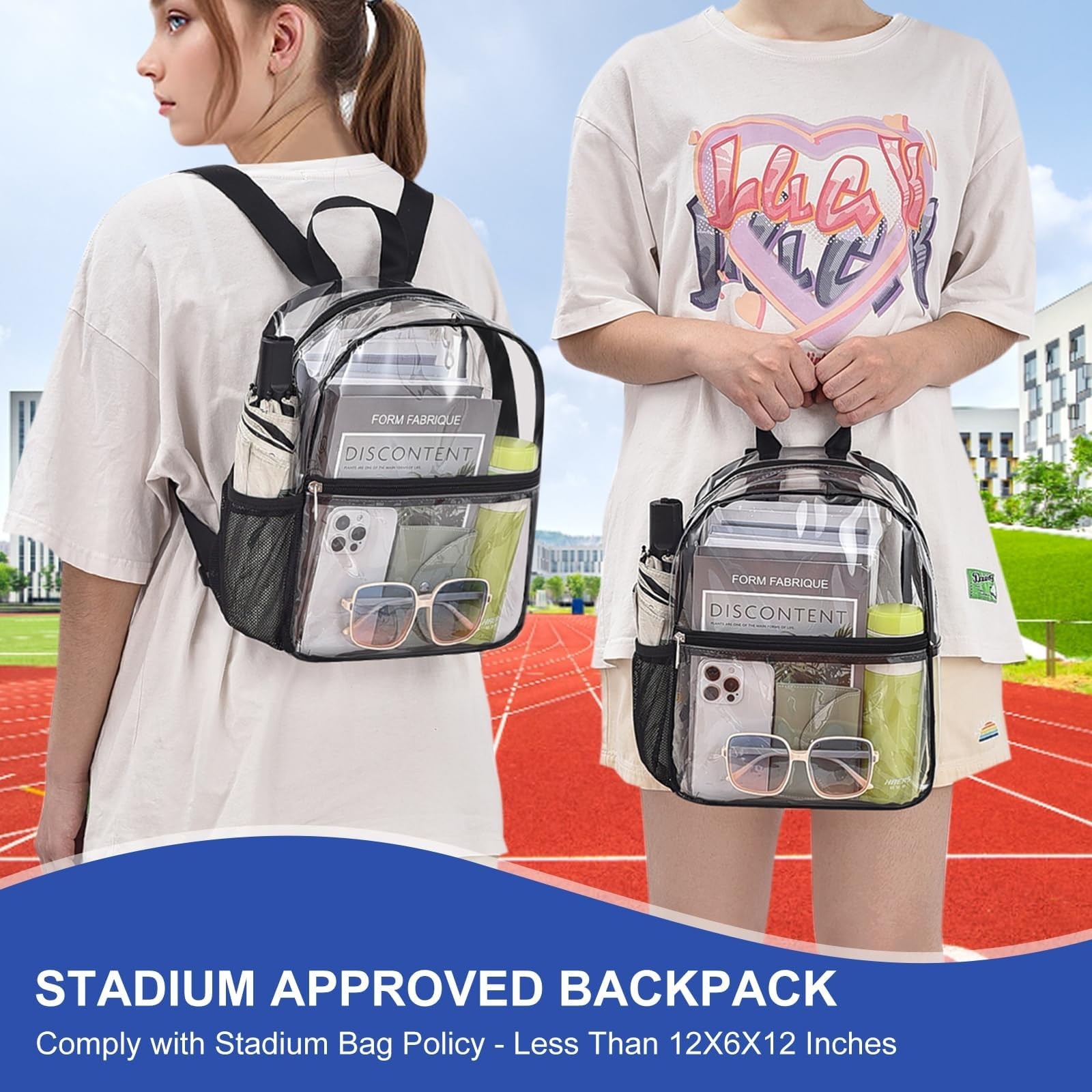 Clear Backpack for Stadium Events 12x12x6 Sports Backpack Mini Small for Fan,…