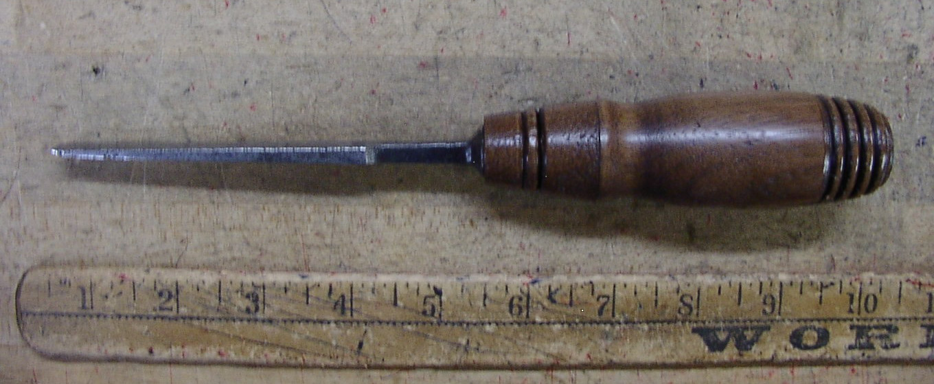 Vntg D. R. Barton Tang Firmer Chisel,1/2″ X 4-13/16,W/XLINT 4-1/2″ Turned Hndle