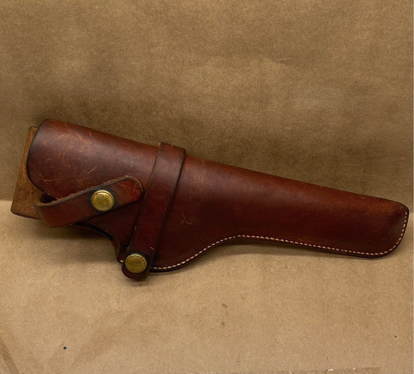 Vintage Hunter Leather Holster Model 1100 Brown Right Hand Snap Closure