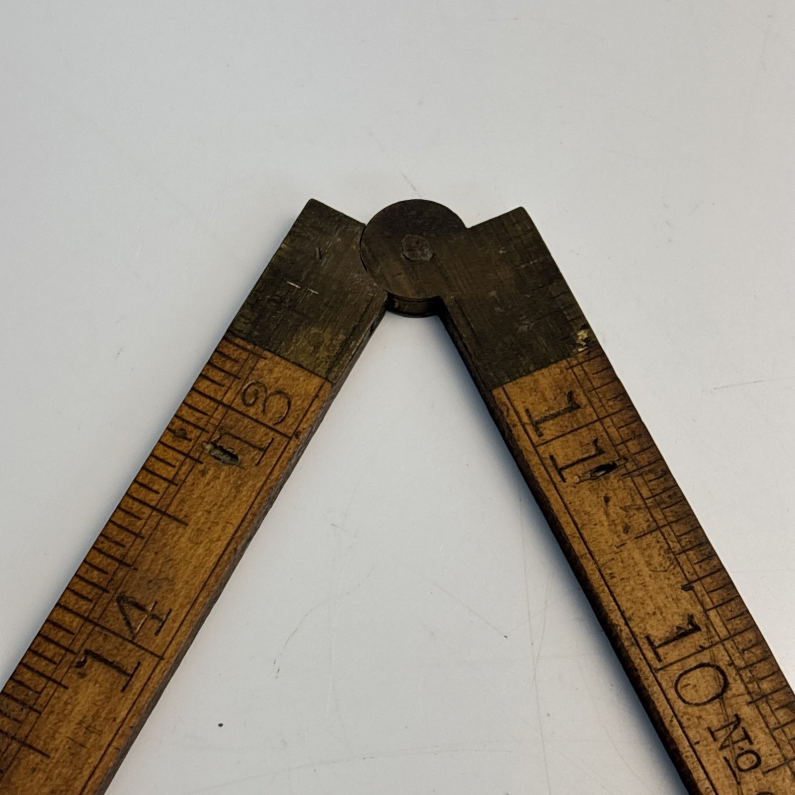 Vintage Upson No 612 Folding Ruler 24 Inch Wood Brass USA