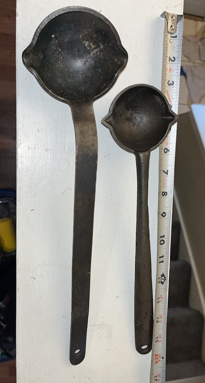 Cast Iron Smelting Ladle Lot Of 2