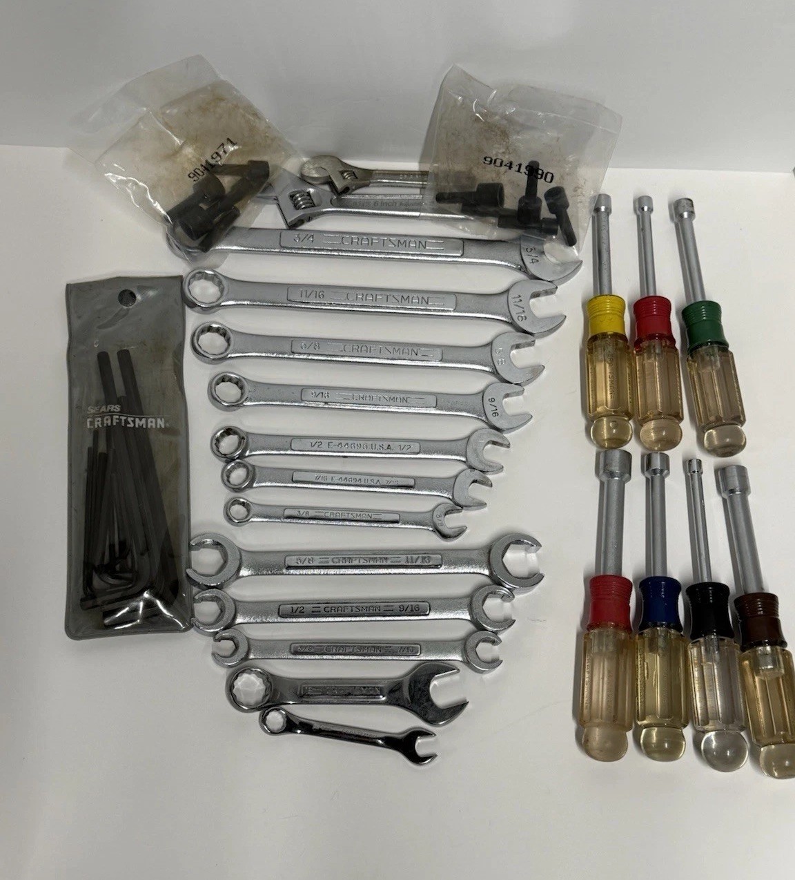 36 pcs Vintage Assorted Craftsman Tools wrenches, nut drives, extension bar USA