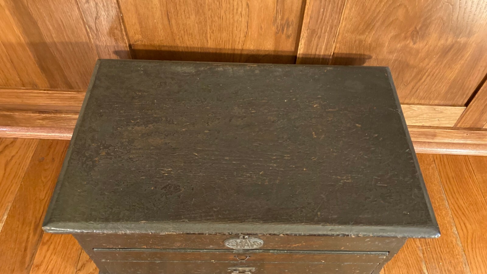 Rare Antique Machinists Wood Oak Tool Box Chest Cabinet Drawers 1800s Shaw Tag