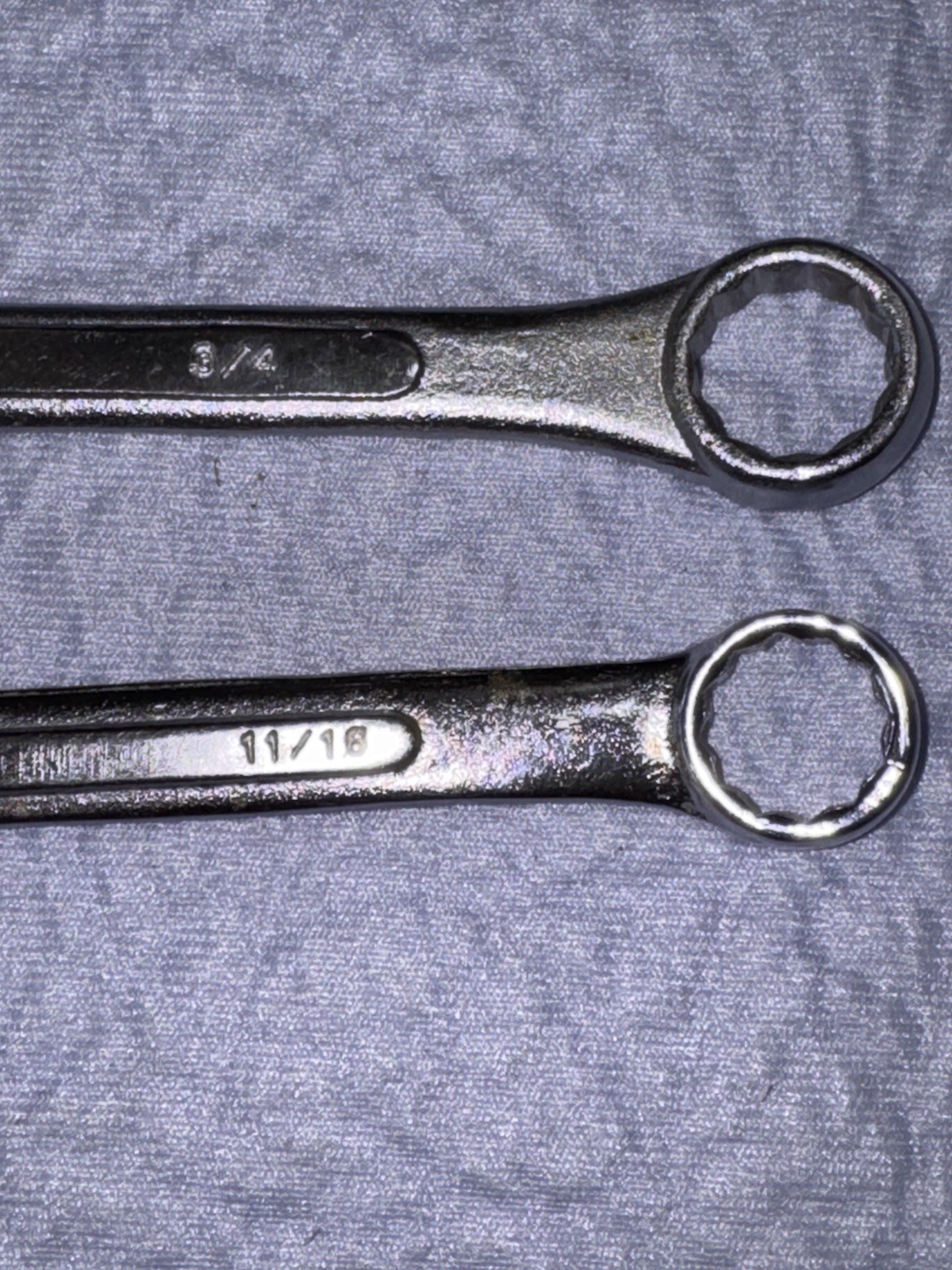 Pair Of Drop Forge Open /Box End With 12 Points. Double Hexagon. 3/4 & 11/16