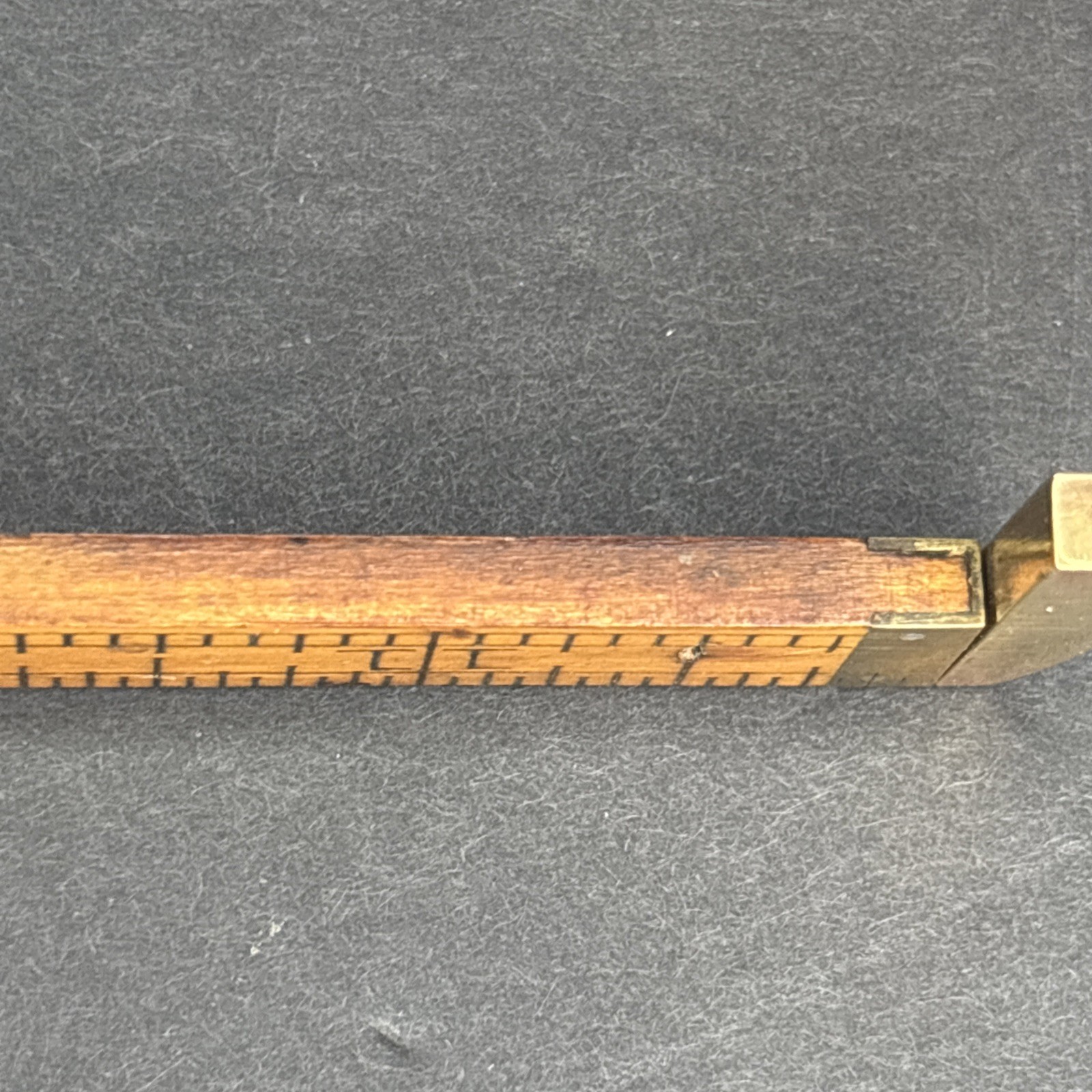Antique Vtg Lufkin No. 386 Wood Brass Folding Carpenters Ruler 12” Caliper USA