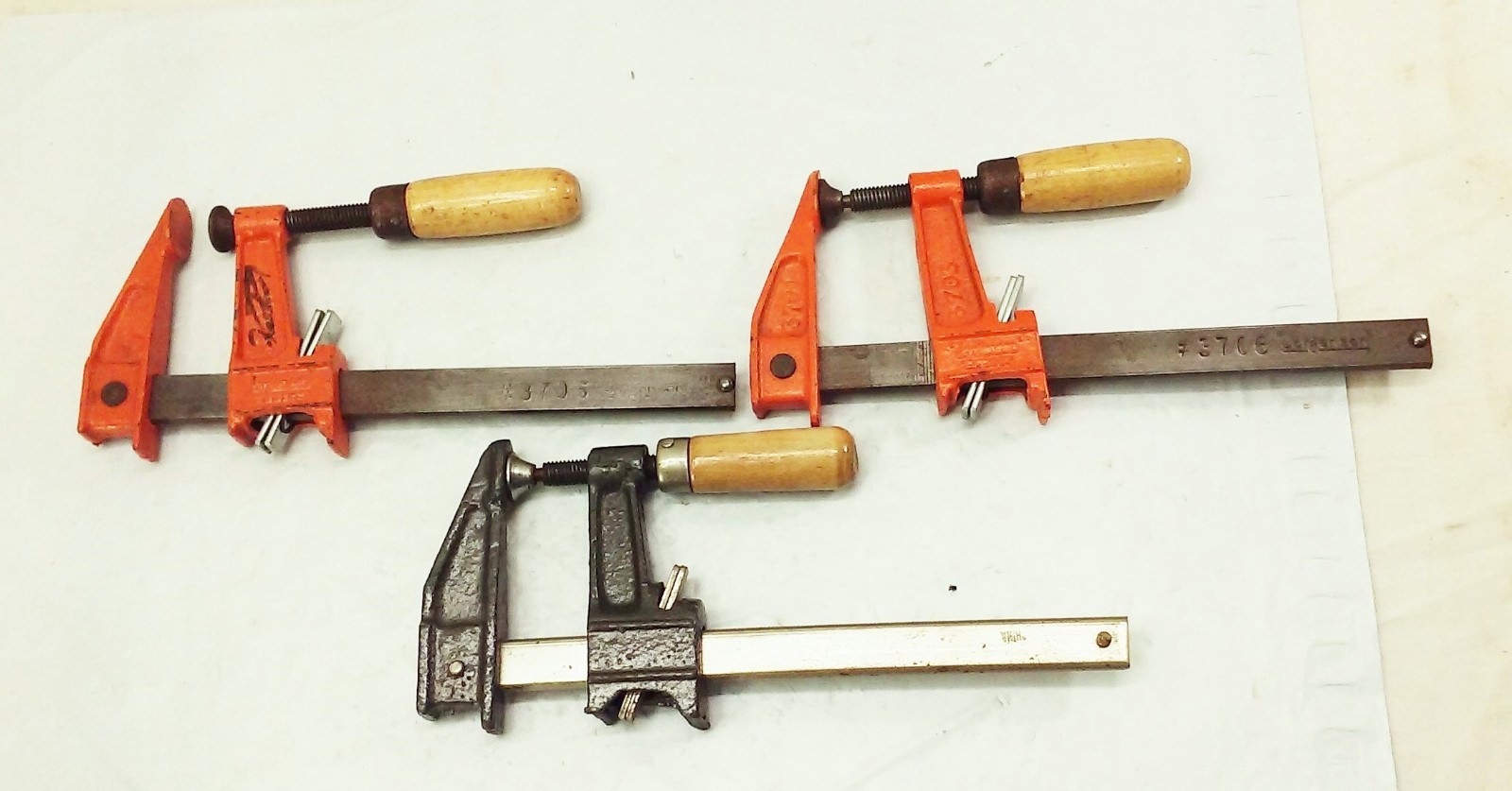 Vtg JORGENSEN 3706 Adjustable Sliding 6″ Bar Clamps LOT wood handle USA