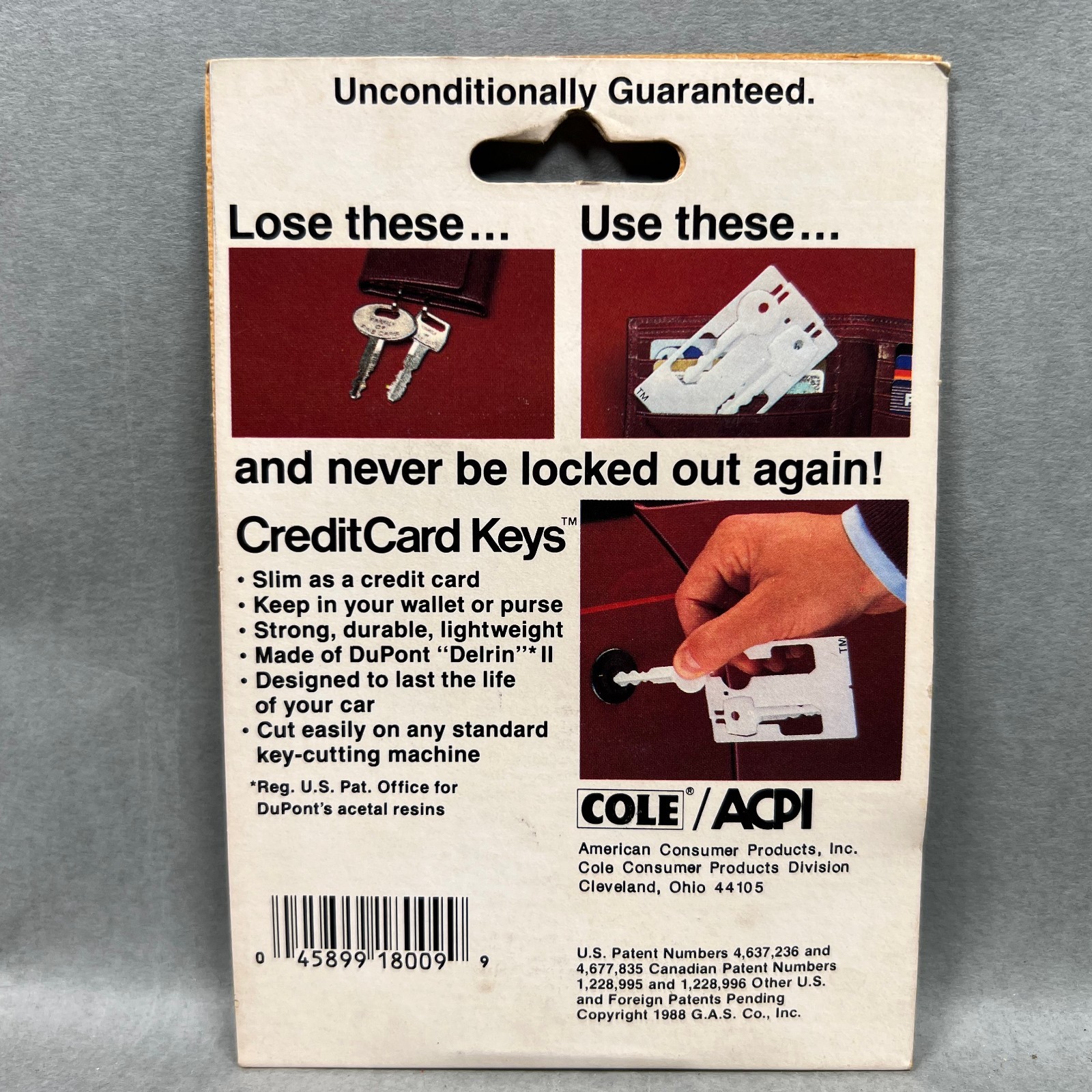 COLE Credit Card Keys 80090 Jeep 1985-1987 Wallet Emergency Keys Plastic Key Kit