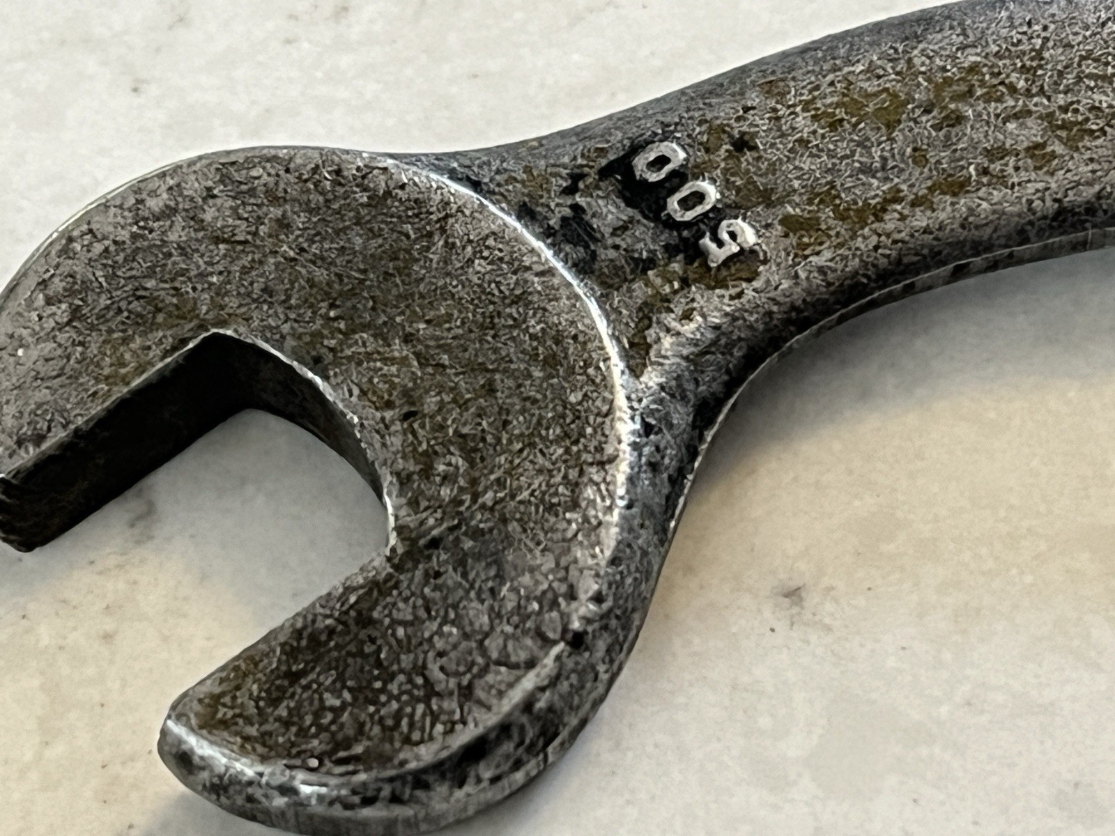Vintage 1920’s Champion S Curve Open End Wrench 500, 6.25” long