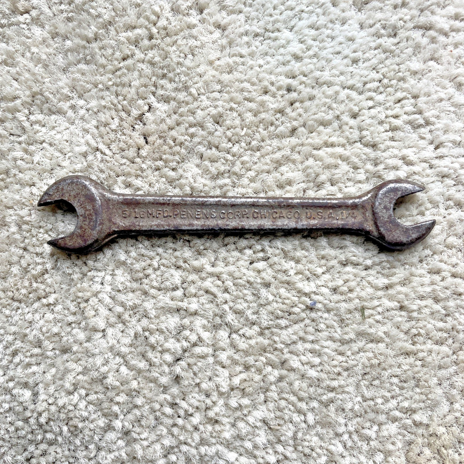 Vintage PENENS CORP. TOOLS Open End Wrench 5/16″ x 1/4″ SAE Chicago, U.S.A.