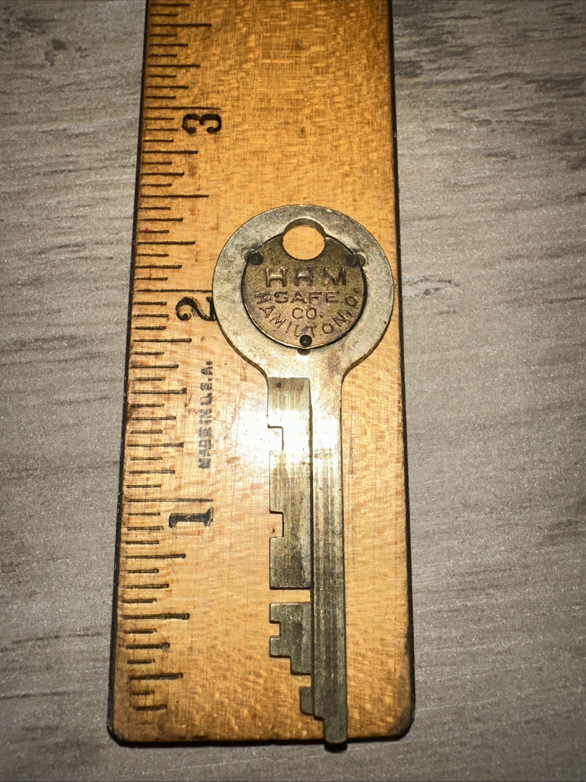 Antique Herring- Hall- Marvin Safe Co. Brass Key #1278 Hamilton, Ohio ￼