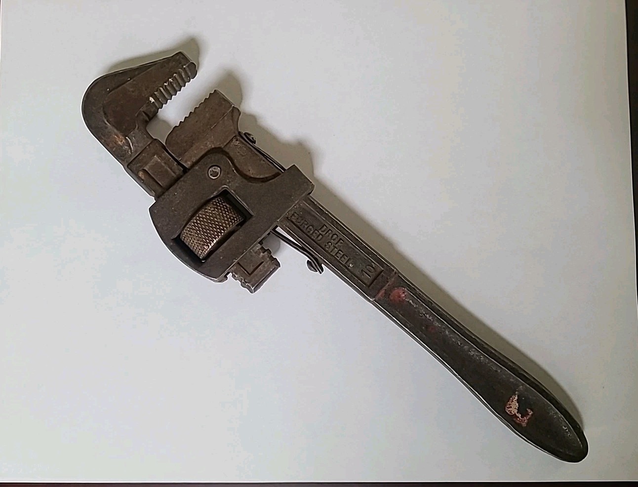 Vintage Drop Forged 10” Wrench unknown manufacturer “drop forged Steel” stamped