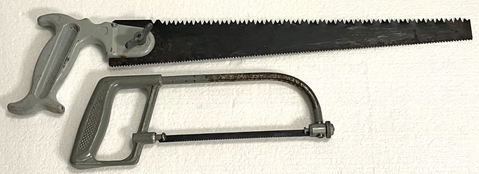 2 Vtg Wood & Metal Hack Saws with Casted Metal Handles Made in Soviet Union USSR