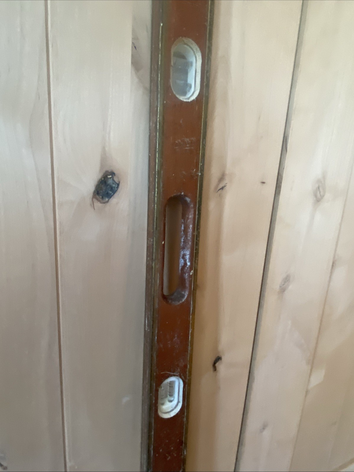 Vintage Leveling Tool 48” Solid Wood And Brass Trim MCM