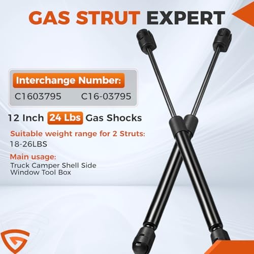 C16-03795 Gas Struts C1603795 Gas Shock Lift Supports12 inch 24LB/107N for