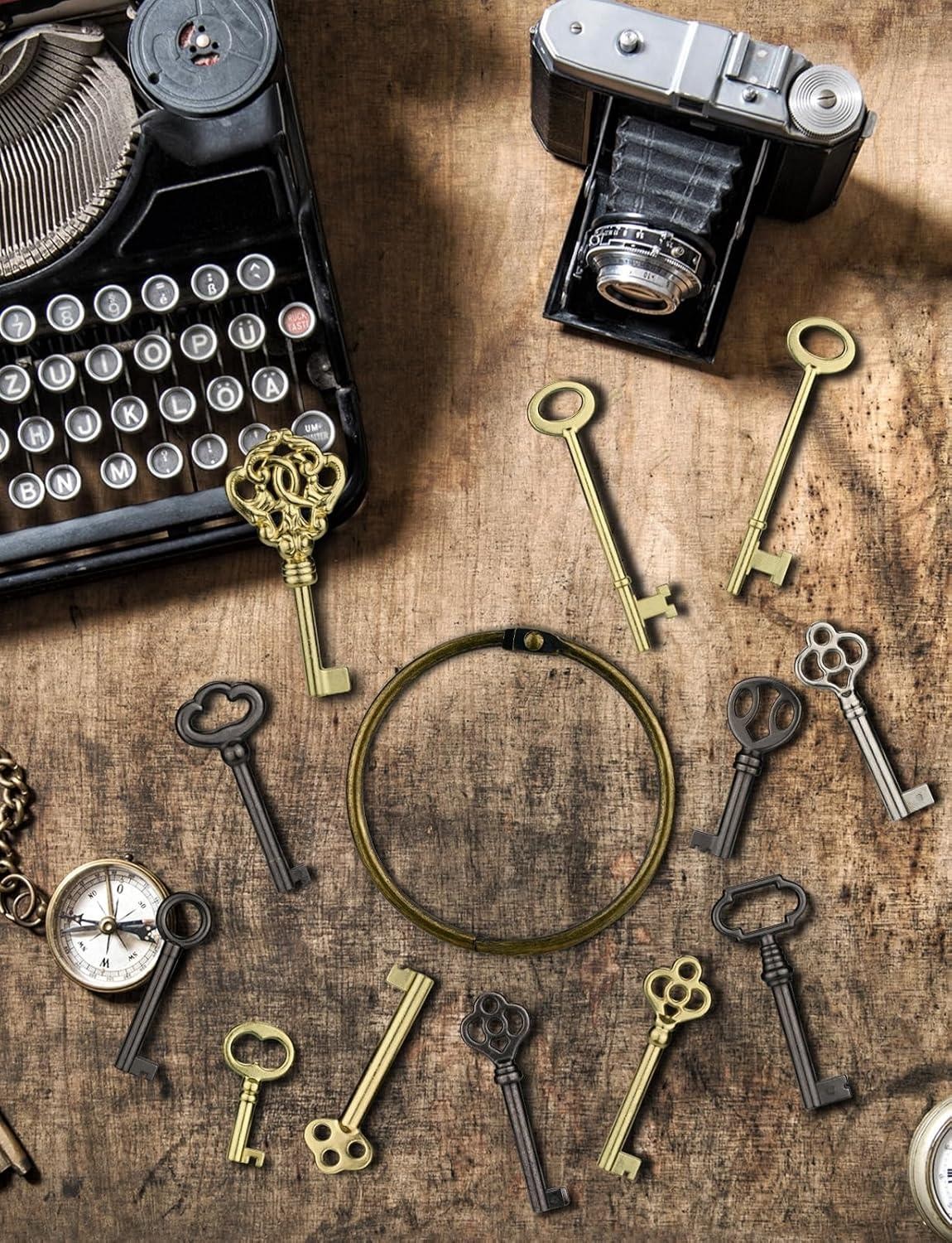 12pcs Skeleton Key Set | Universal Hollow Barrel Keys for Antique Cabinet Door