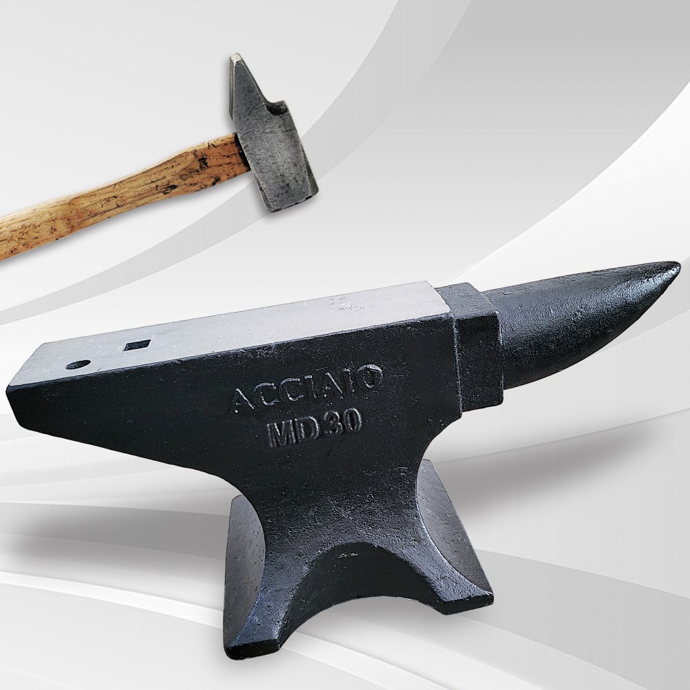 66 lb Cast Steel Blacksmith Anvil w/ Round & Square Hole, Hardie & Pritchel